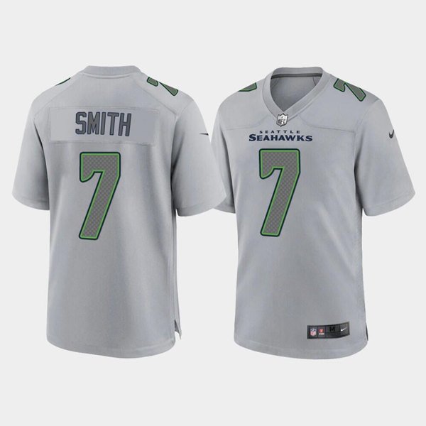Grey Seattle Seahawks #7 Geno Smith Atmosphere Fashion Stitched Game Jersey