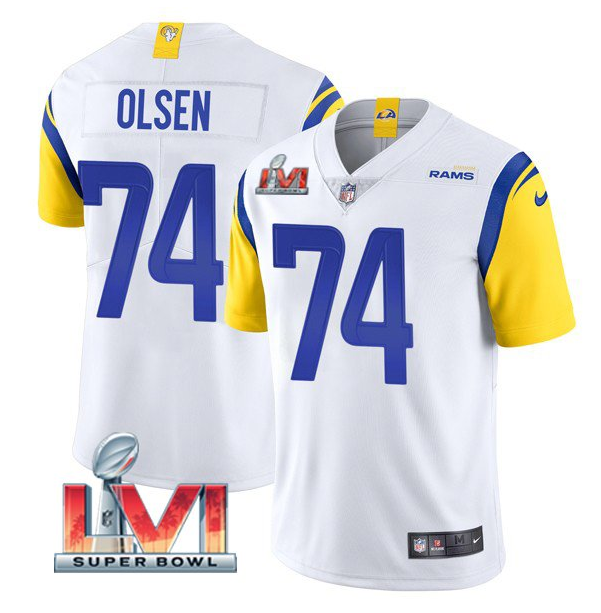 White Los Angeles Rams #74 Merlin Olsen 2022 Super Bowl LVI Vapor Limited Stitched Jersey - LAR508
