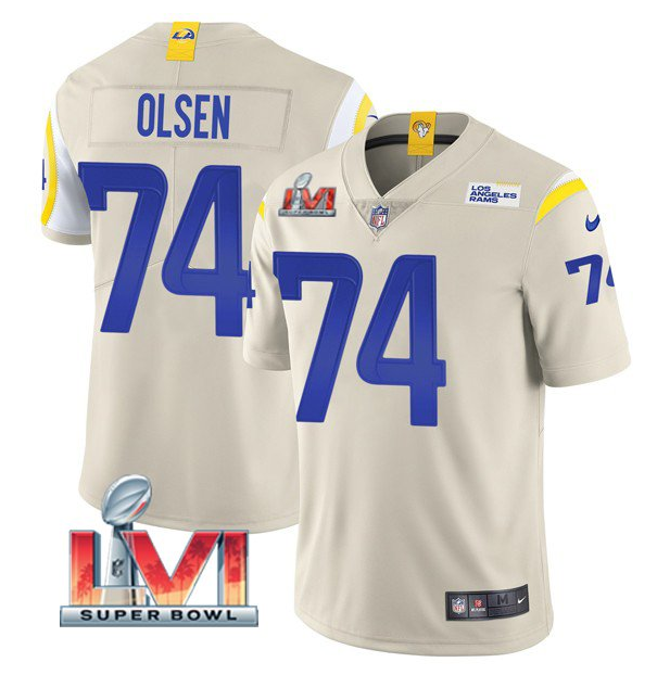 Bone Los Angeles Rams #74 Merlin Olsen 2022 Super Bowl LVI Vapor Limited Stitched Jersey - LAR495