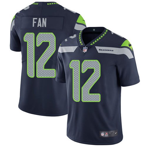 Nike Seahawks #12 Fan Steel Blue Team Color Stitched NFL Vapor Untouchable Limited Jersey - SSR266
