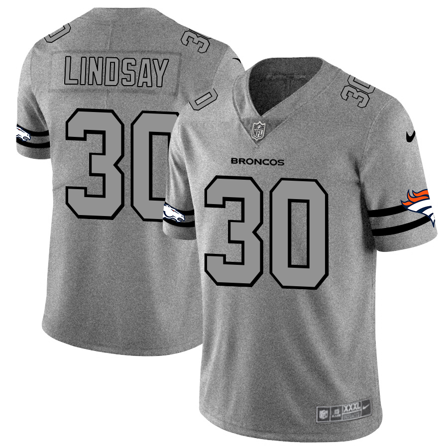 Denver Broncos #30 Phillip Lindsay Nike Gray Gridiron II Vapor Untouchable Limited NFL Jersey