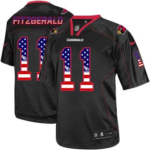 Nike Cardinals #11 Larry Fitzgerald Black Stitched NFL Elite USA Flag Fashion Jersey - ACJ171