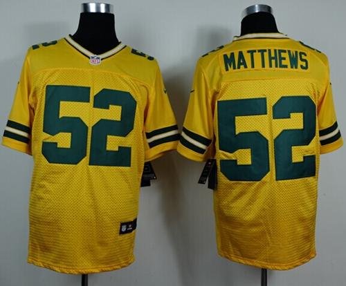 Nike Packers #52 Clay Matthews Yellow Alternate Stitched NFL Elite Jersey - GBJ114