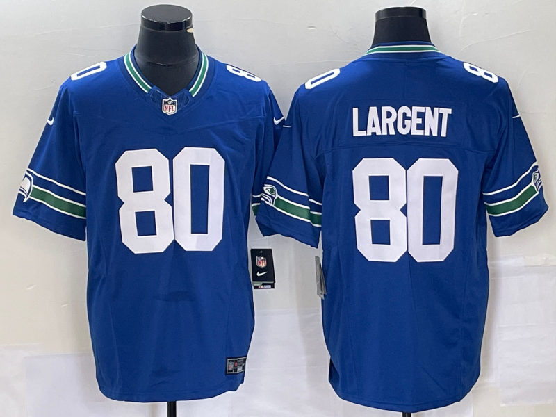 Royal Seattle Seahawks #80 Steve Largent Throwback Vapor F.U.S.E. Limited Stitched Football Jersey