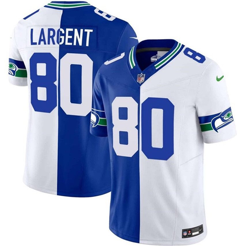 Royal/White Seattle Seahawks #80 Steve Largent Split F.U.S.E. Vapor Throwback Limited Stitched Football Jersey