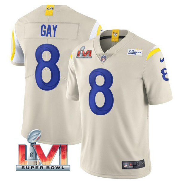 Bone Los Angeles Rams #8 Matt Gay 2022 Super Bowl LVI Vapor Limited Stitched Jersey - LAR320