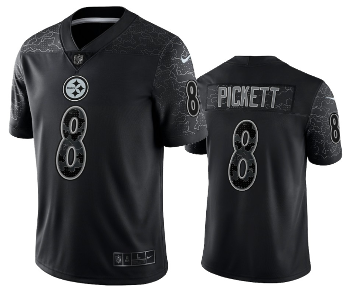 Black Pittsburgh Steelers #8 Kenny Pickett Reflective Limited Stitched Jersey - PSJ273