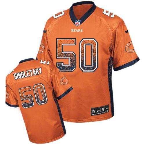 Nike Bears #50 Mike Singletary Orange Alternate Stitched NFL Elite Drift Fashion Jersey - CBJ520