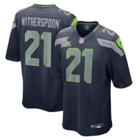 Seattle Seahawks #21 Devon Witherspoon College Navy Super Bowl LX Patch Game Jersey - SSR636