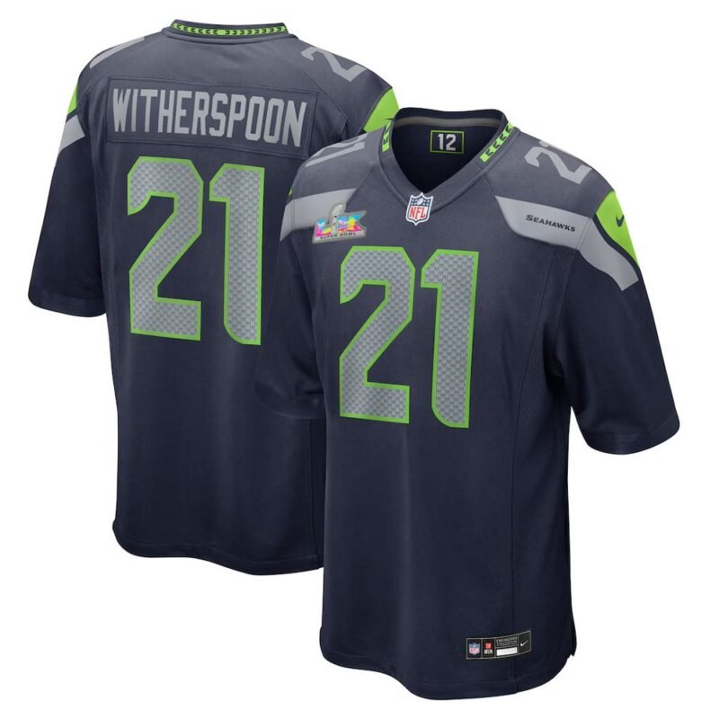 Seattle Seahawks #21 Devon Witherspoon College Navy Super Bowl LX Patch Game Jersey - SSR636