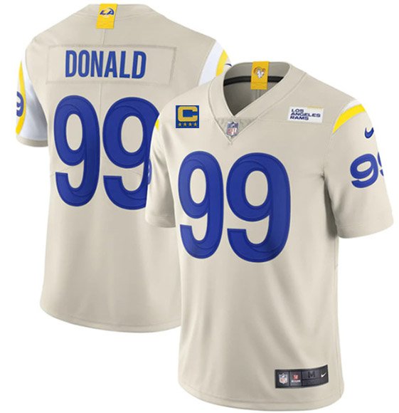 Los Angeles Rams #99 Aaron Donald 2022 Bone With 4-Star C Patch Vapor Untouchable Limited Stitched Jersey - LAR442