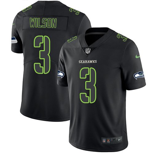 Nike Seahawks #3 Russell Wilson Black Stitched NFL Limited Rush Impact Jersey