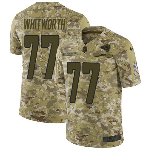 Nike Rams #77 Andrew Whitworth Camo Stitched NFL Limited 2018 Salute To Service Jersey - LAR326