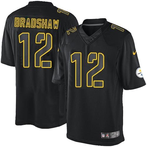 Nike Steelers #12 Terry Bradshaw Black Stitched NFL Impact Limited Jersey - PSJ218