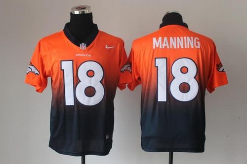 Nike Broncos #18 Peyton Manning Orange/Navy Blue Stitched NFL Elite Fadeaway Fashion Jersey