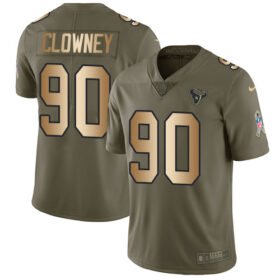 Nike Texans #90 Jadeveon Clowney Olive/Gold Stitched NFL Limited 2017 Salute To Service Jersey - HTJ178