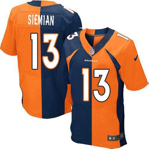 Nike Broncos #13 Trevor Siemian Orange/Navy Blue Stitched NFL Elite Split Jersey
