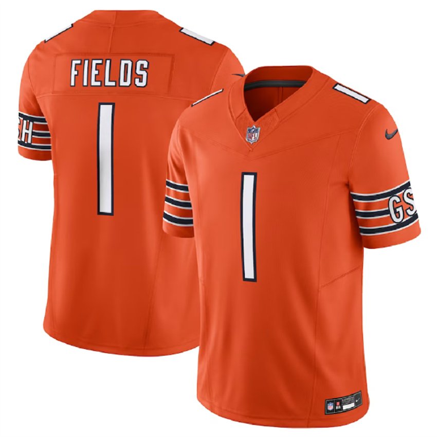 Orange Chicago Bears #1 Justin Fields 2023 F.U.S.E. Vapor Untouchable Limited Stitched Football Jersey - CBJ432