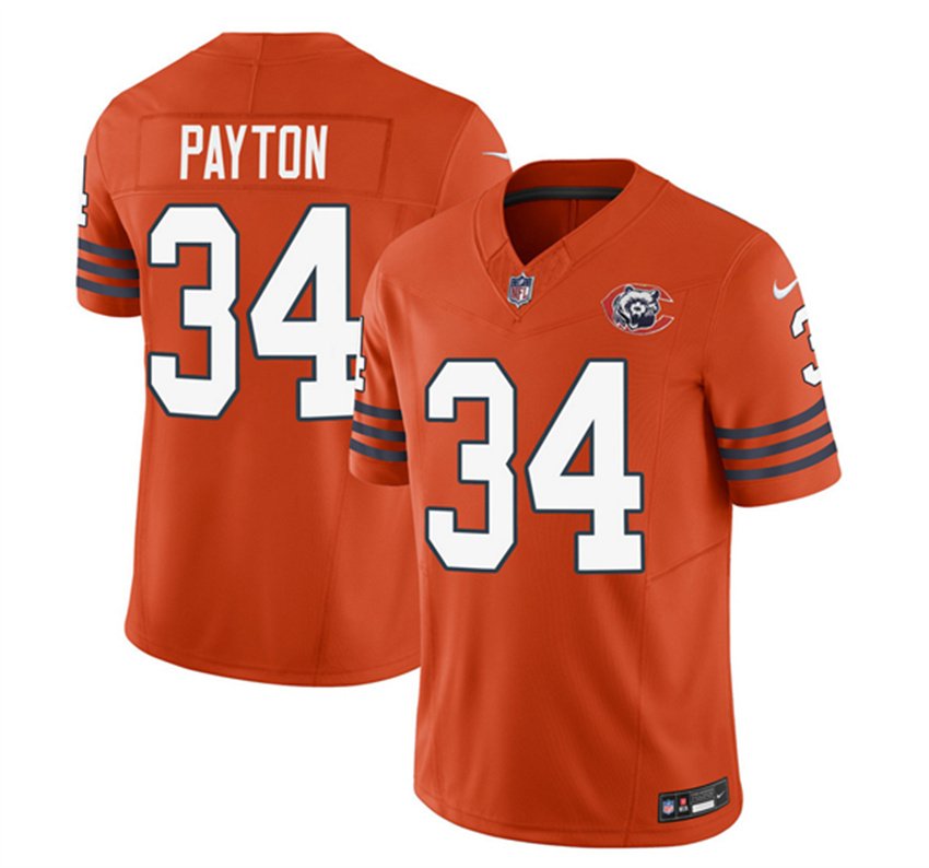 Orange Chicago Bears #34 Walter Payton 2023 F.U.S.E. Throwback Limited Stitched Football Jersey - CBJ206