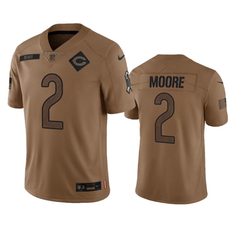 Brown Chicago Bears #2 DJ Moore 2023 Salute To Service Limited Stitched Football Jersey - CBJ378