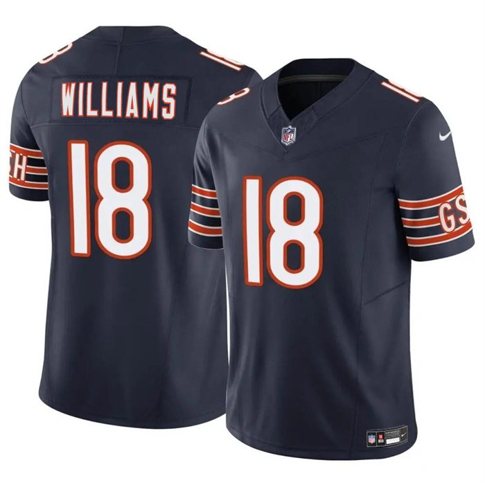Navy Chicago Bears #18 Caleb Williams 2024 Draft F.U.S.E. Vapor Stitched Football Jersey - CBJ325