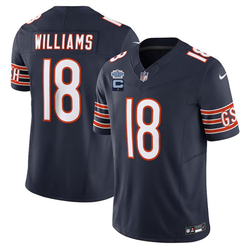 Navy Chicago Bears #18 Caleb Williams 2024 F.U.S.E. With Draft Patch And 1-star C Patch Vapor Stitched Football Jersey - CBJ19