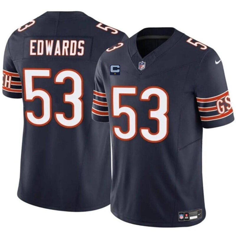 Navy Chicago Bears #53 T.J. Edwards 2024 F.U.S.E. With 1-star C Patch Vapor Untouchable Limited Stitched Football Jersey - CBJ601