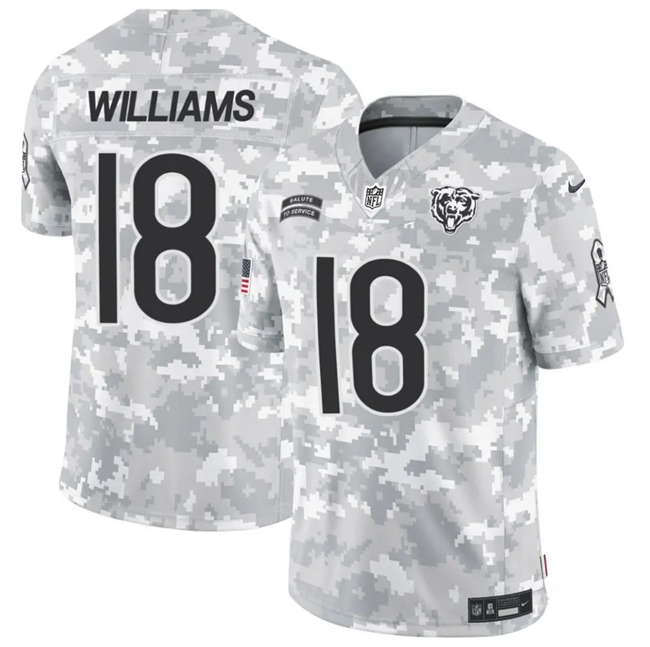 Arctic Camo Chicago Bears #18 Caleb Williams 2024 F.U.S.E Salute to Service Limited Stitched Football Jersey - CBJ262