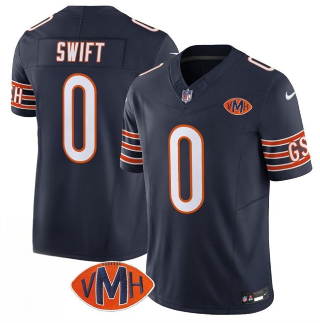 Navy Chicago Bears #0 D'Andre Swift 2025 F.U.S.E. With VMH Patch Vapor Untouchable Limited Stitched Football Jersey - CBJ445