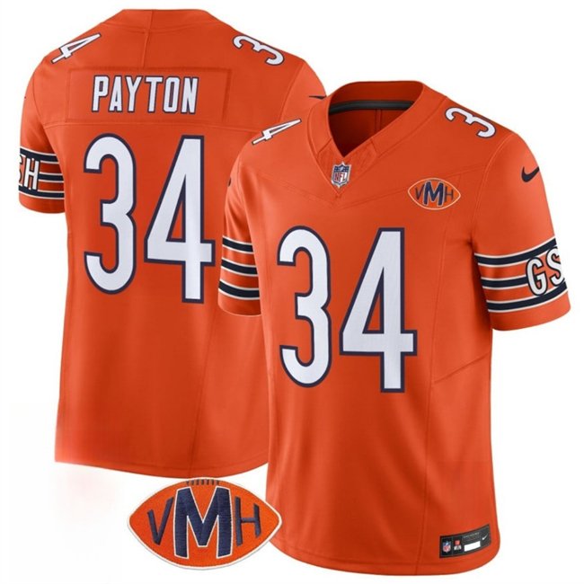 Orange Chicago Bears #34 Walter Payton 2025 F.U.S.E. With VMH Patch Vapor Untouchable Limited Stitched Football Jersey - CBJ177