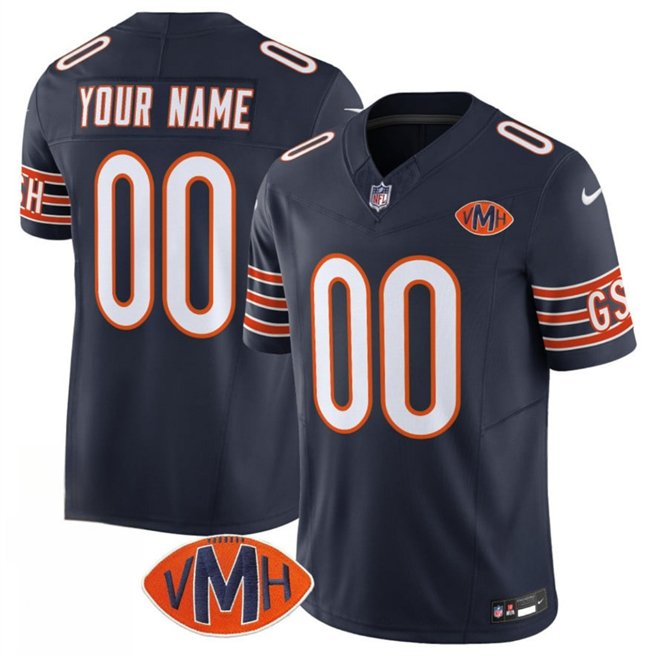 Navy Chicago Bears Active Player Custom 2025 F.U.S.E. With VMH Patch Vapor Untouchable Limited Stitched Football Jersey - CBJ176