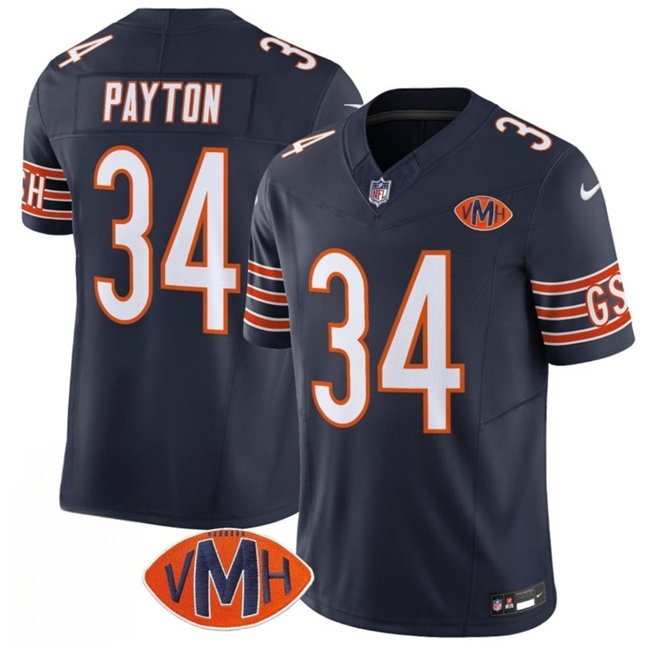 Navy Chicago Bears #34 Walter Payton 2025 F.U.S.E. With VMH Patch Vapor Untouchable Limited Stitched Football Jersey - CBJ583