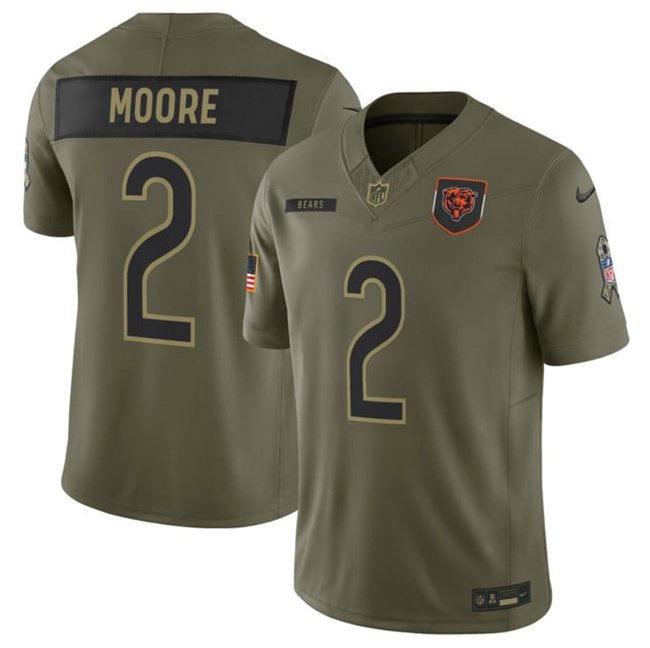 Olive Chicago Bears #2 D.J. Moore 2025 F.U.S.E. Salute to Service Limited Stitched Football Jersey - CBJ99