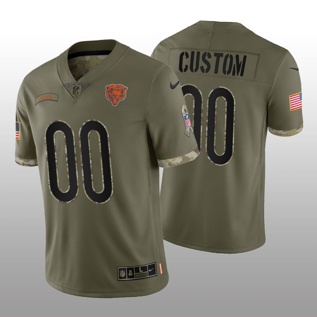 Chicago Bears ACTIVE PLAYER Custom Olive 2022 Salute To Service Limited Stitched Jersey - CBJ406