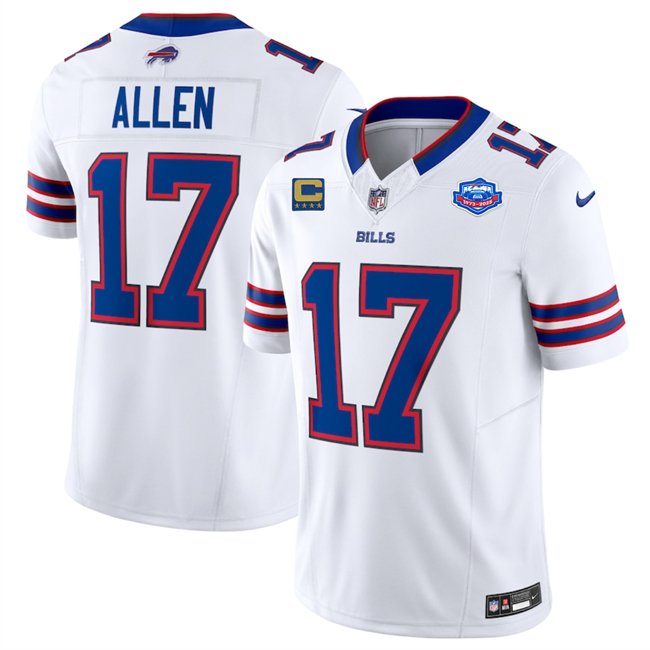 White Buffalo Bills #17 Josh Allen 2025 F.U.S.E. With Farewell Patch And 4-Star C Patch Vapor Untouchable Limited Stitched Football Jersey - BBN48