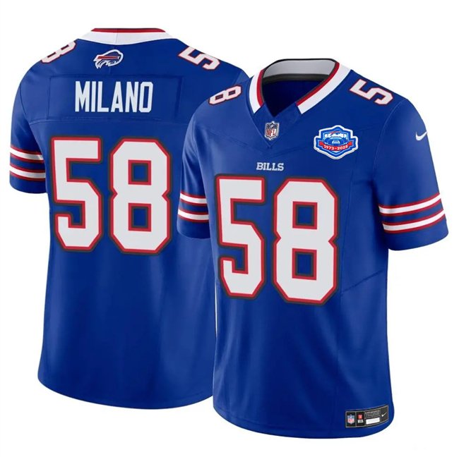 Blue Buffalo Bills #58 Matt Milano 2025 F.U.S.E. With Farewell Patch Vapor Untouchable Limited Stitched Football Jersey - BBN42