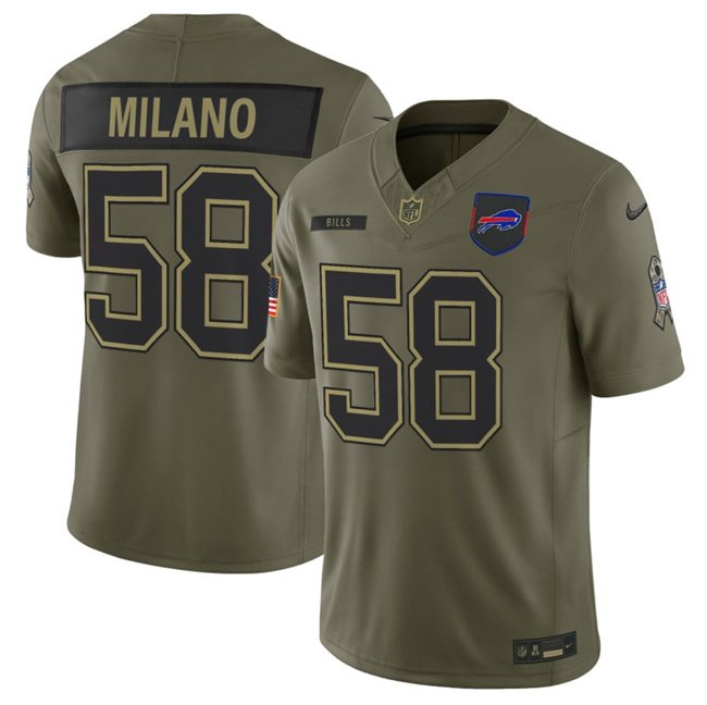 Olive Buffalo Bills #58 Matt Milano 2025 F.U.S.E. Salute to Service Limited Stitched Football Jersey - BBN56