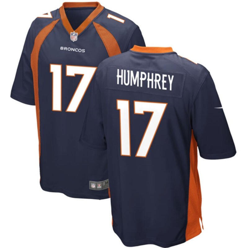 Navy Denver Broncos #17 Lil'Jordan Humphrey Stitched Game Football Jersey