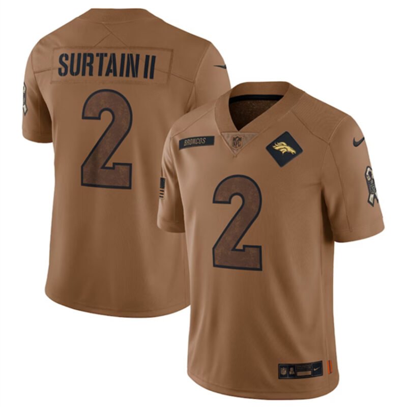 Brown Denver Broncos #2 Patrick Surtain II 2023 Salute To Service Limited Stitched Football Jersey