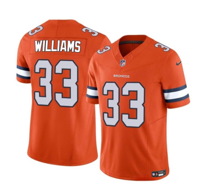 Orange Denver Broncos #33 Javonte Williams 2023 F.U.S.E. Vapor Untouchable Stitched Jersey