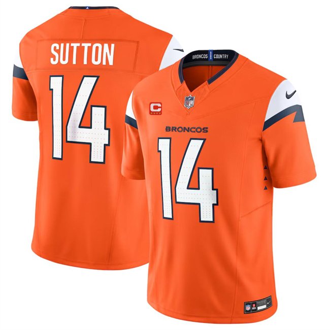 Orange Denver Broncos #14 Courtland Sutton 2024 F.U.S.E. With 4-Star C Patch Vapor Limited Stitched Football Jersey