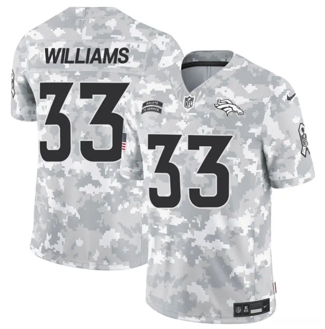 Arctic Camo Denver Broncos #33 Javonte Williams 2024 F.U.S.E Salute to Service Limited Stitched Football Jersey