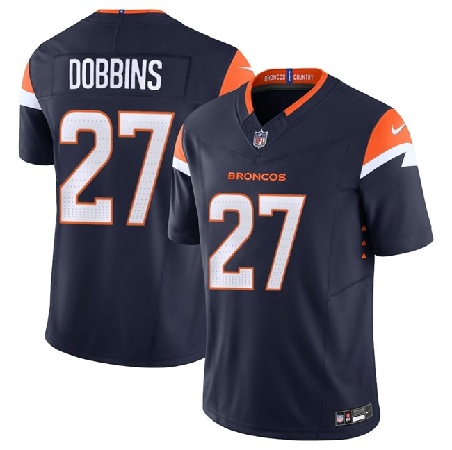 Navy Denver Broncos #27 J.K. Dobbins F.U.S.E. Vapor Limited Stitched Football Jersey