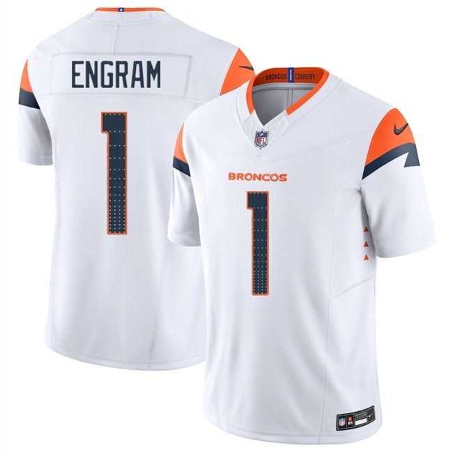 White Denver Broncos #1 Evan Engram 2025 F.U.S.E. Vapor Limited Stitched Football Jersey