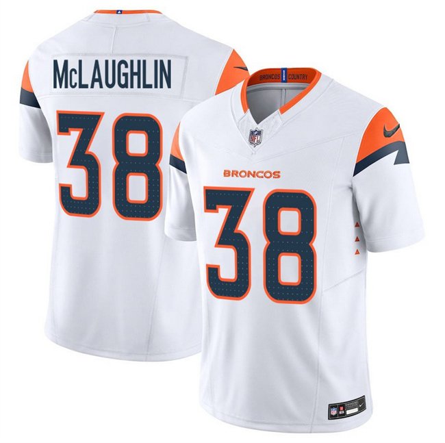 White Denver Broncos #38 Jaleel McLaughlin 2025 F.U.S.E. Vapor Limited Stitched Football Jersey