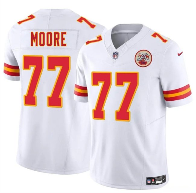 White Kansas City Chiefs #77 Jaylon Moore 2025 F.U.S.E. Vapor Untouchable Limited Stitched Football Jersey - KCJ20