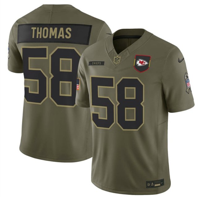 Olive Kansas City Chiefs 58 Derrick Thomas 2025 F.U.S.E. Salute to Service Limited Stitched Football Jersey - KCJ81