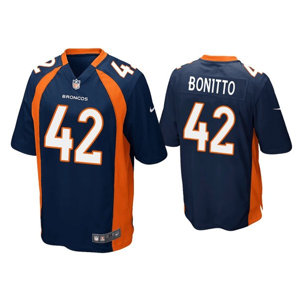 Navy Denver Broncos #42 Nik Bonitto Game Stitched Jersey