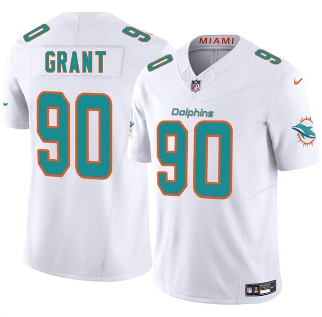 White Miami Dolphins #90 Kenneth Grant 2025 Draft F.U.S.E. Vapor Limited Stitched Football Jersey - MDR04