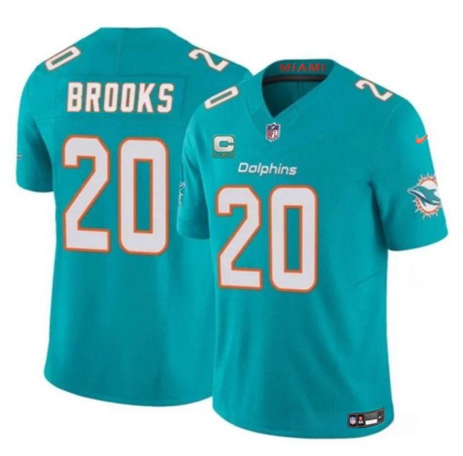 Aqua Miami Dolphins #20 Jordyn Brooks 2025 F.U.S.E. With 1-Star C Patch Vapor Limited Stitched Football Jersey - MDR11